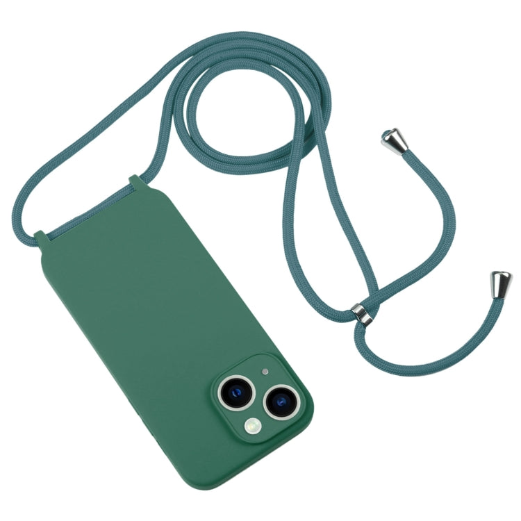 For iPhone 13 Crossbody Lanyard Liquid Silicone Case(Emerald Green) - iPhone 13 Cases by buy2fix | Online Shopping UK | buy2fix