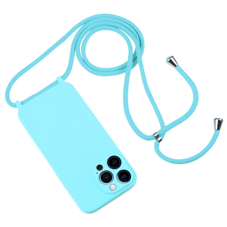 For iPhone 12 Pro Max Crossbody Lanyard Liquid Silicone Case(Ice Blue) - iPhone 12 Pro Max Cases by buy2fix | Online Shopping UK | buy2fix