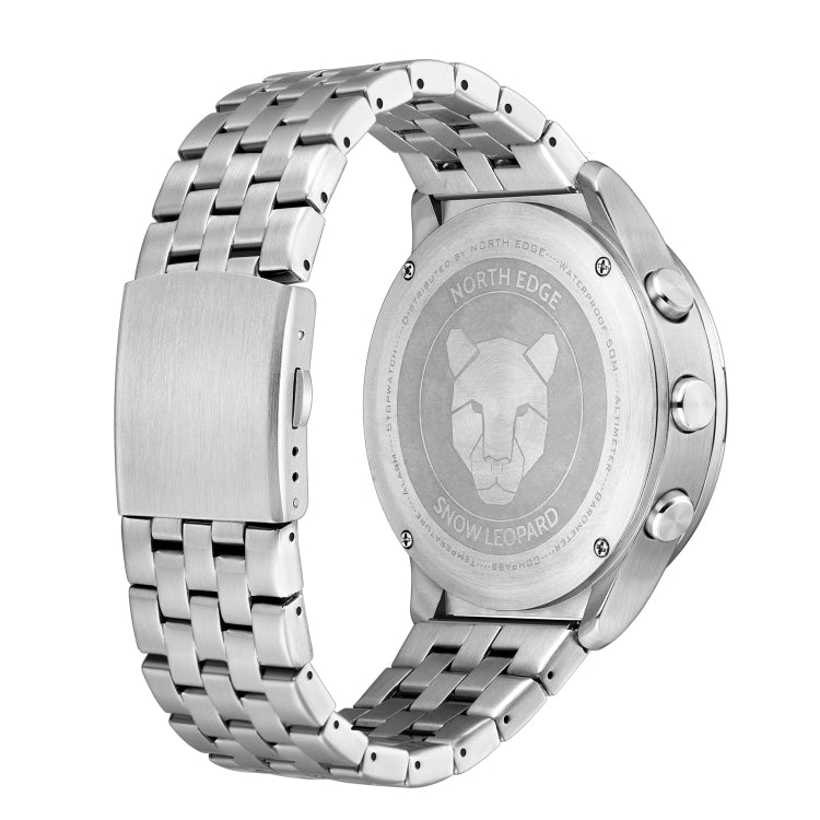 NORTH EDGE Snow-Leopard Outdoor Waterproof Men Multifunction Stainless Steel Strap Smart Watch(Silver) - Metal Strap Watches by NORTH EDGE | Online Shopping UK | buy2fix
