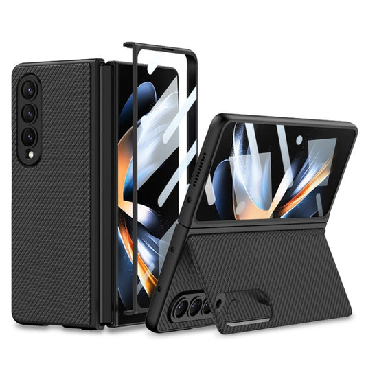 For Samsung Galaxy Z Fold4 GKK Integrated Ultra-thin Folding Leather Phone Case with Stand(Carbon Fiber) - Galaxy Z Fold4 5G Cases by GKK | Online Shopping UK | buy2fix