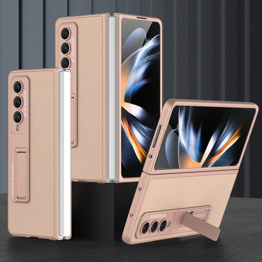For Samsung Galaxy Z Fold4 GKK Ultra-thin Plain Leather Full Phone Case with Stand(Gold) - Galaxy Z Fold4 5G Cases by GKK | Online Shopping UK | buy2fix