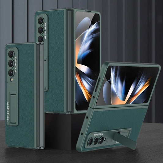 For Samsung Galaxy Z Fold4 GKK Ultra-thin Plain Leather Full Phone Case with Stand(Forest Green) - Galaxy Z Fold4 5G Cases by GKK | Online Shopping UK | buy2fix