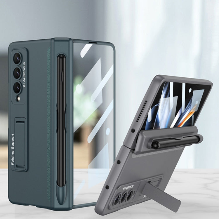 For Samsung Galaxy Z Fold4 GKK Magnetic Hinge Flip Phone Case with Holder & Pen Slot(Silver) - Galaxy Z Fold4 5G Cases by GKK | Online Shopping UK | buy2fix