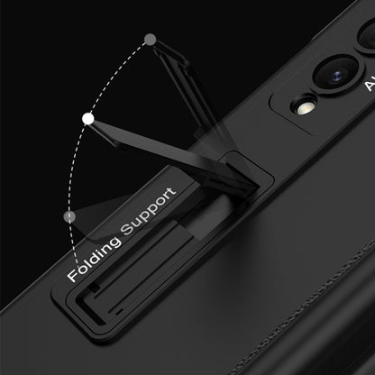 For Samsung Galaxy Z Fold4 GKK Magnetic Hinge Flip Phone Case with Pen Holder & Holder(Silver) - Galaxy Z Fold4 5G Cases by GKK | Online Shopping UK | buy2fix