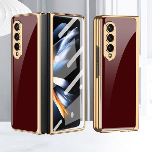 For Samsung Galaxy Z Fold4 GKK Integrated Electroplating Painted Glass Phone Case(Wine Red) - Galaxy Z Fold4 5G Cases by GKK | Online Shopping UK | buy2fix