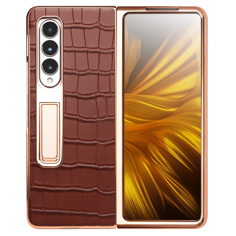 For Samsung Galaxy Z Fold3 5G/W22 5G QIALINO 2 in 1 Crocodile Pattern Genuine Leather + PC Phone Case(Brown) - Galaxy Phone Cases by QIALINO | Online Shopping UK | buy2fix