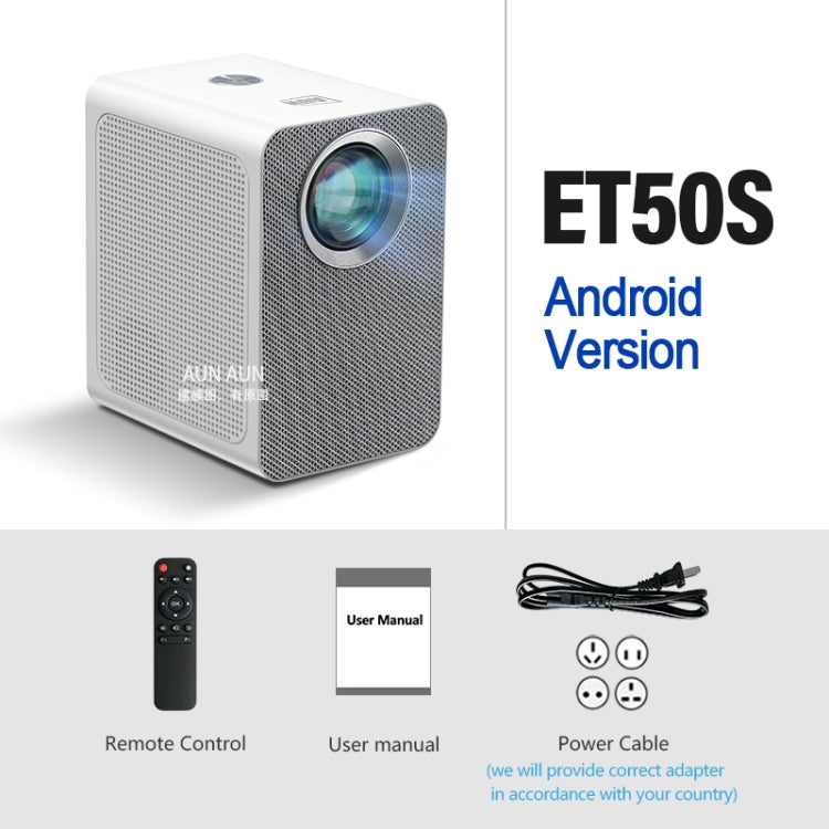 AUN ET50 4 inch 180 Lumens 1920x1080P Smart LED Mini Projector, Plug Type:US Plug(White) - Consumer Electronics by AUN | Online Shopping UK | buy2fix