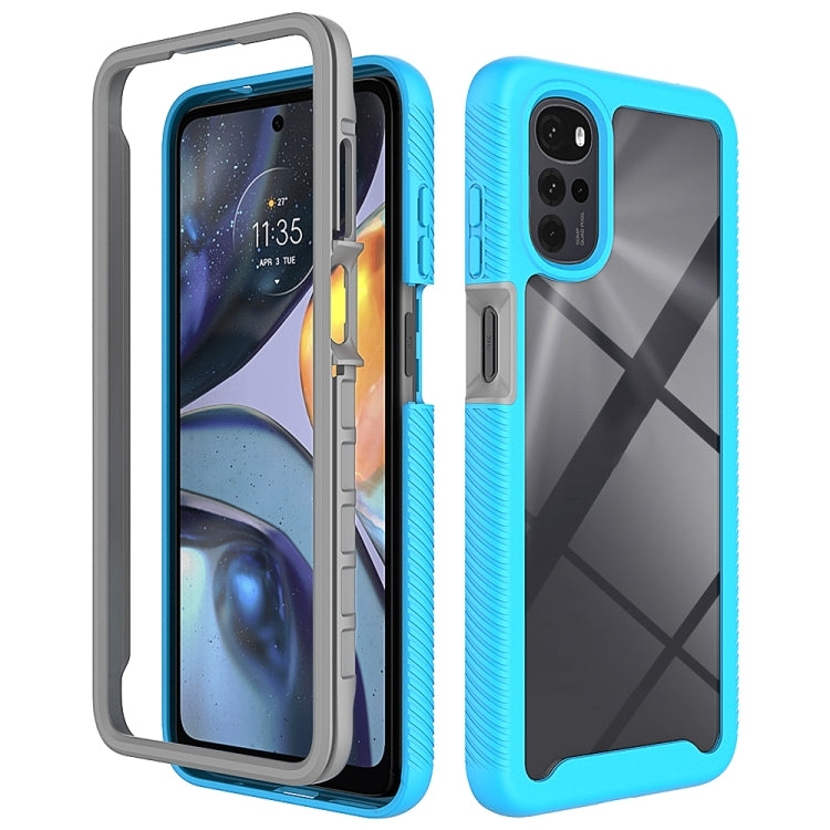 For Motorola Moto G22 / E32 Starry Sky Solid Color TPU Clear PC Phone Case(Sky Blue) - Motorola Cases by buy2fix | Online Shopping UK | buy2fix