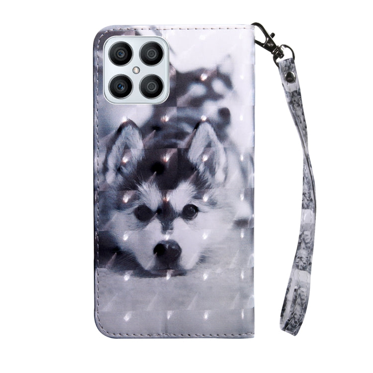 For Honor X8 4G 3D Painted Leather Phone Case(Husky) - Honor Cases by buy2fix | Online Shopping UK | buy2fix