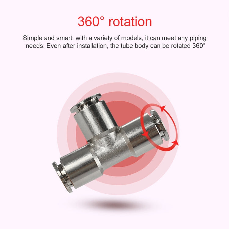 PE-8 LAIZE Nickel Plated Copper Tee Pneumatic Quick Fitting Connector -  by LAIZE | Online Shopping UK | buy2fix