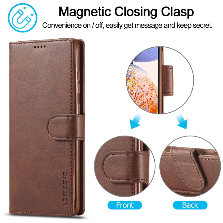 For Samsung Galaxy A14 4G/5G LC.IMEEKE Calf Texture Leather Phone Case(Brown) - Galaxy Phone Cases by LC.IMEEKE | Online Shopping UK | buy2fix