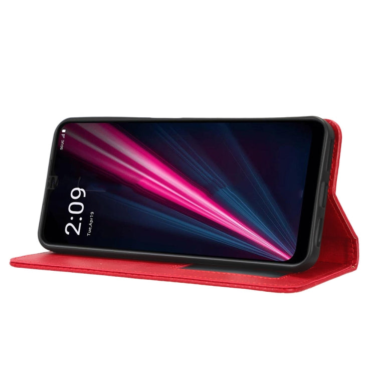 For T-Mobile REVVL 6 Pro 5G Magnetic Buckle Retro Texture Leather Phone Case(Red) - More Brand by buy2fix | Online Shopping UK | buy2fix