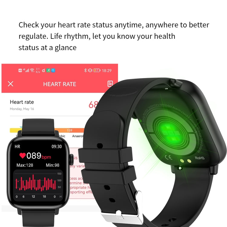 T49 1.9 inch HD Square Screen Smart Watch Supports Heart Rate Monitoring/Bluetooth Calling(Silver Black) - Smart Wear by buy2fix | Online Shopping UK | buy2fix