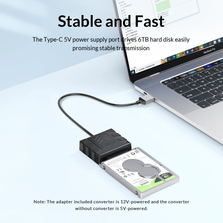 ORICO UTS1 USB 3.0 2.5-inch SATA HDD Adapter with 12V 2A Power Adapter, Cable Length:0.3m(EU Plug) - USB to IDE / SATA by ORICO | Online Shopping UK | buy2fix