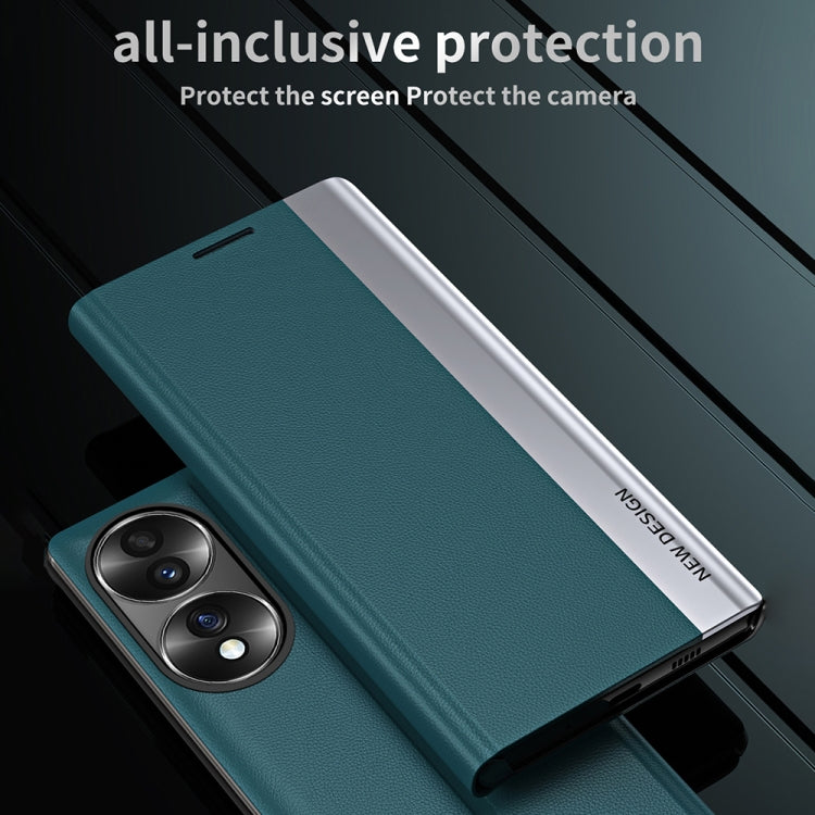 For Honor 70 Side Electroplated Magnetic Leather Phone Case(Green) - Honor Cases by buy2fix | Online Shopping UK | buy2fix