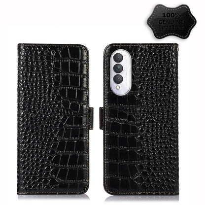 For Samsung Galaxy A14 5G Crocodile Top Layer Cowhide Leather Phone Case(Black) - Galaxy Phone Cases by buy2fix | Online Shopping UK | buy2fix