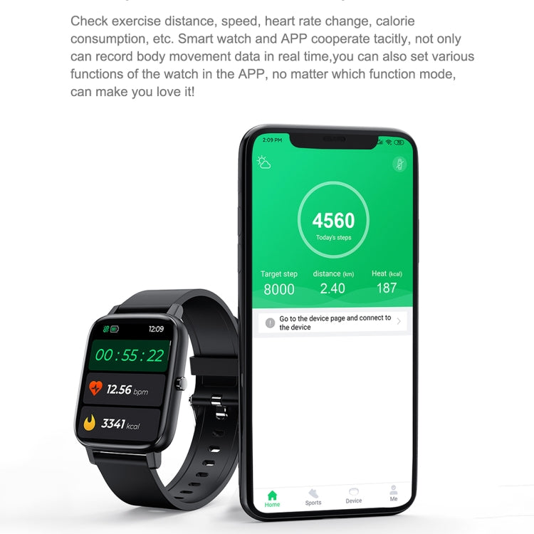 Ochstin 5H80 1.69 inch Square Screen Silicone Strap Heart Rate Blood Oxygen Monitoring Bluetooth Smart Watch(Black) - Smart Wear by OCHSTIN | Online Shopping UK | buy2fix