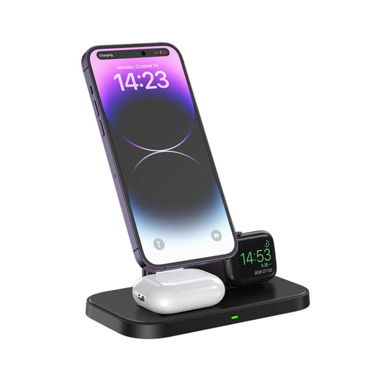 WA22 3 in 1 Magnetic Wireless Charger Phone Holder for iPhone 12 / 13 / 14 Series Phones & AirPods(Black) - Apple Accessories by buy2fix | Online Shopping UK | buy2fix