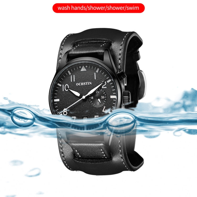 Ochstin 7228 Multifunctional Business Leather Wrist Wrist Waterproof Quartz Watch(Black+Blue) - Leather Strap Watches by OCHSTIN | Online Shopping UK | buy2fix