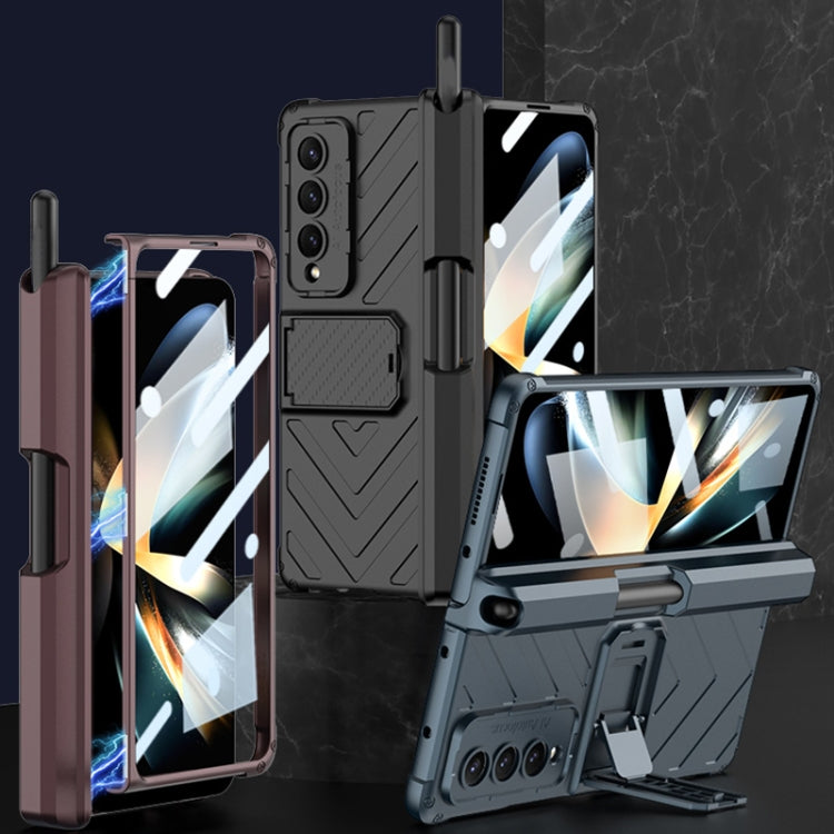 For Samsung Galaxy Z Fold4 GKK Integrated Magnetic Folding Armor Shell with Push Pen Case(Black) - Galaxy Z Fold4 5G Cases by GKK | Online Shopping UK | buy2fix