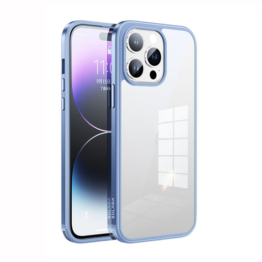 For iPhone 14 Pro Max SULADA Metal Frame + Nano Glass + TPU Phone Case(Sierra Blue) - iPhone 14 Pro Max Cases by SULADA | Online Shopping UK | buy2fix