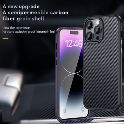 For iPhone 14 Plus SULADA Carbon Fiber Textured Shockproof Metal + TPU Frame Case(Silver) - iPhone 14 Plus Cases by SULADA | Online Shopping UK | buy2fix