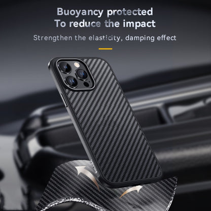 For iPhone 14 Plus SULADA Carbon Fiber Textured Shockproof Metal + TPU Frame Case(Black) - iPhone 14 Plus Cases by SULADA | Online Shopping UK | buy2fix