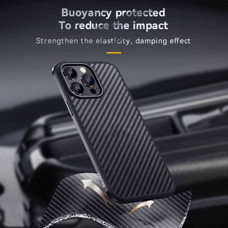 For iPhone 14 Pro Max SULADA Carbon Fiber Textured Shockproof Metal + TPU Frame Case(Black) - iPhone 14 Pro Max Cases by SULADA | Online Shopping UK | buy2fix