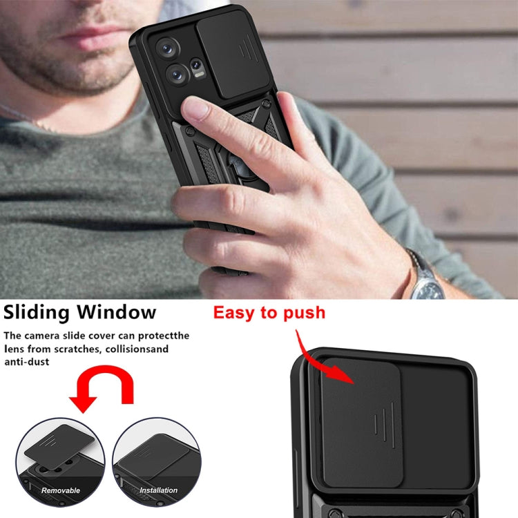 For Motorola Edge 30 Fusion Sliding Camera Cover Design TPU+PC Phone Case(Blue) - Motorola Cases by buy2fix | Online Shopping UK | buy2fix