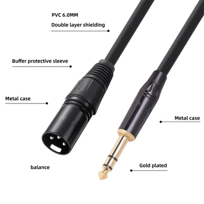 TC145BK19 6.35mm 1/4 inch TRS Male to XLR 3pin Male Audio Cable, Length:1m - Microphone Audio Cable & Connector by buy2fix | Online Shopping UK | buy2fix