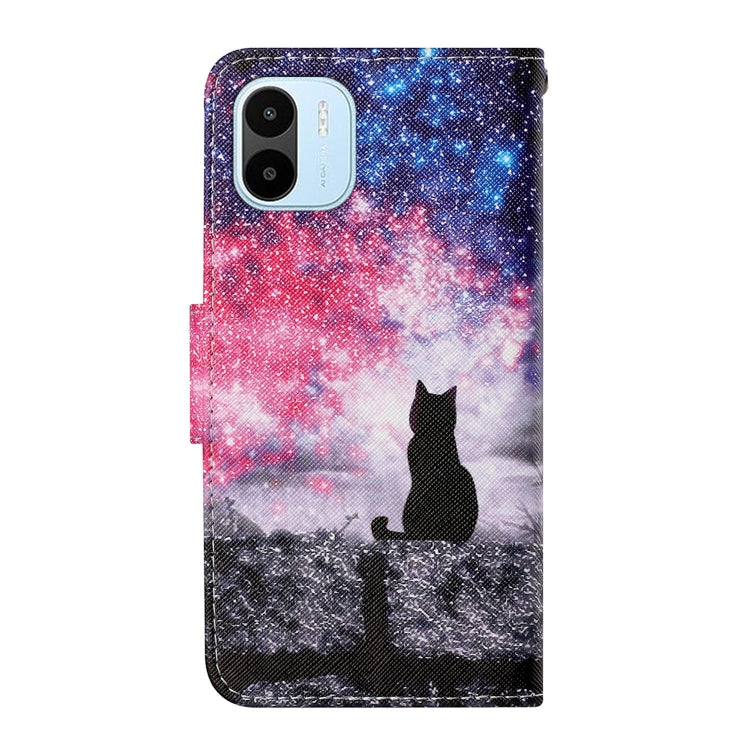 For Xiaomi Redmi A1 Colored Drawing Pattern Leather Phone Case(Star Sky Cat) - Xiaomi Cases by buy2fix | Online Shopping UK | buy2fix