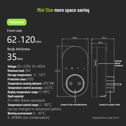 BHT12-EW Plug-in LED Thermostat With WiFi, EU Plug(Black) - Consumer Electronics by buy2fix | Online Shopping UK | buy2fix