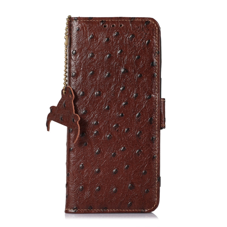 For Samsung Galaxy S22+ 5G Ostrich Pattern Genuine Leather RFID Phone Case(Coffee) - Galaxy S22+ 5G Cases by buy2fix | Online Shopping UK | buy2fix