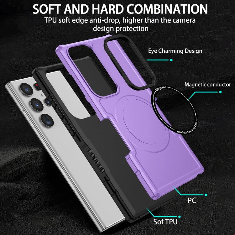 For Samsung Galaxy S23 Ultra 5G MagSafe Shockproof Armor Phone Case(Purple) - Galaxy S23 Ultra 5G Cases by buy2fix | Online Shopping UK | buy2fix