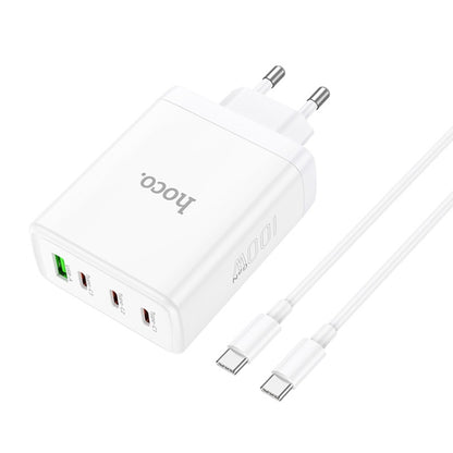 hoco N31 Leader PD 100W USB+Three USB-C/Type-C Interface Fast Charger Set, Specification:EU Plug(White) -  by hoco | Online Shopping UK | buy2fix