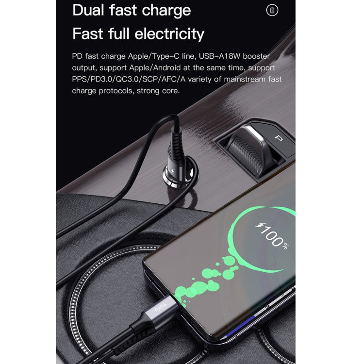 TOTUDESIGN 20W USB Car Fast Charging, Cable Length: 1.2m, Interface:8 Pin(Grey) - Car Charger by TOTUDESIGN | Online Shopping UK | buy2fix