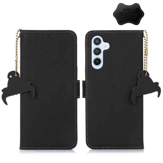 For Samsung Galaxy A54 5G Genuine Leather Magnetic RFID Leather Phone Case(Black) - Galaxy Phone Cases by buy2fix | Online Shopping UK | buy2fix