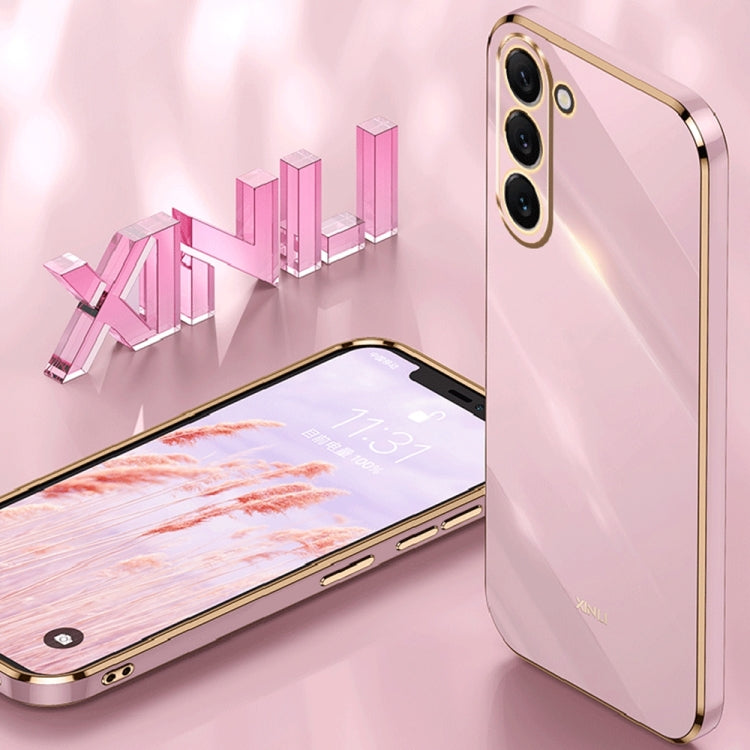 For Samsung Galaxy S23 5G XINLI Straight Edge 6D Electroplate TPU Phone Case(Pink) - Galaxy S23 5G Cases by buy2fix | Online Shopping UK | buy2fix