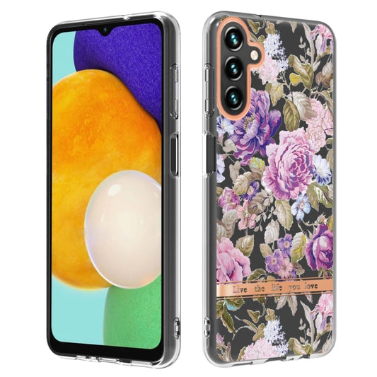 For Samsung Galaxy A14 5G Flowers and Plants Series IMD TPU Phone Case(Purple Peony) - Galaxy Phone Cases by buy2fix | Online Shopping UK | buy2fix