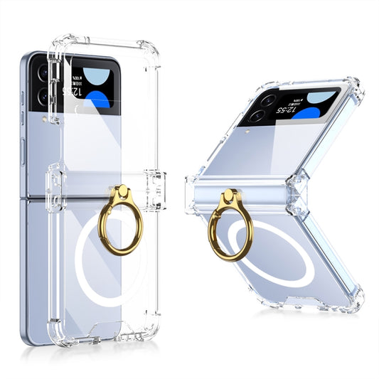 For Samsung Galaxy Z Flip4 GKK MagSafe Airbag Hinge Shockproof Phone Case with Ring Holder(Transparent) - Galaxy Z Flip4 5G Cases by GKK | Online Shopping UK | buy2fix