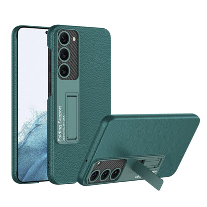 For Samsung Galaxy S23+ 5G GKK Plain Leather Shockproof Phone Case with Holder(Forest Green) - Galaxy S23+ 5G Cases by GKK | Online Shopping UK | buy2fix