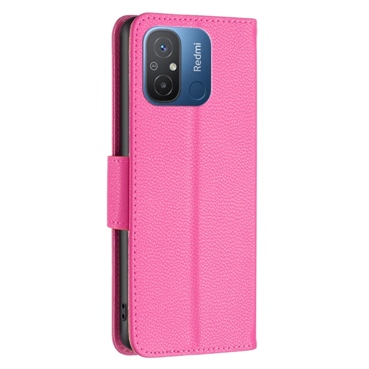 For Xiaomi Redmi 12C Litchi Texture Pure Color Leather Phone Case(Rose Red) - Xiaomi Cases by buy2fix | Online Shopping UK | buy2fix
