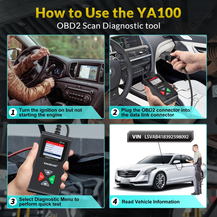 KINGBOLEN YA100 OBD2 Car Engine Fault Diagnosis Tool - In Car by buy2fix | Online Shopping UK | buy2fix