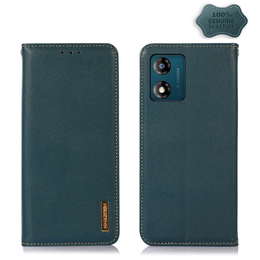 For Motorola Moto E13 4G 2023 KHAZNEH Nappa Top Layer Cowhide Leather Phone Case(Green) - Motorola Cases by buy2fix | Online Shopping UK | buy2fix