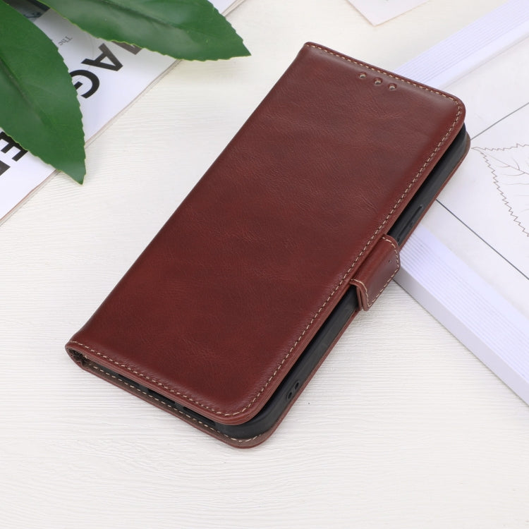 For OnePlus 11 5G Crazy Horse Top Layer Cowhide RFID Leather Phone Case(Brown) - OnePlus Cases by buy2fix | Online Shopping UK | buy2fix