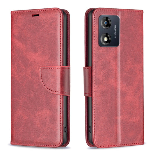 For Motorola Moto E13 4G Lambskin Texture Leather Phone Case(Red) - Motorola Cases by buy2fix | Online Shopping UK | buy2fix