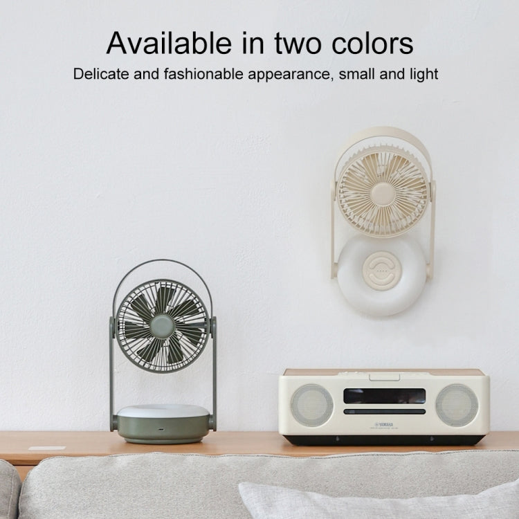 WT-F62 Outdoor Portable USB Charging Air Cooling Fan with LED Night Lamp(Cream Color) - Electric Fans by buy2fix | Online Shopping UK | buy2fix