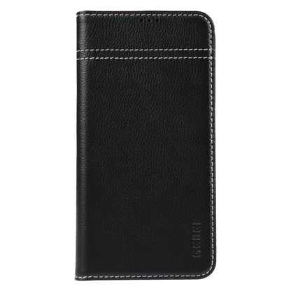 For iPhone 14 Plus GEBEI Top-grain Horizontal Flip Leather Phone Case(Black) - iPhone 14 Plus Cases by GEBEI | Online Shopping UK | buy2fix