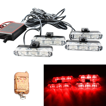 4 in 1 Car 12LEDs Grille Flash Lights Warning Lights with Wireless Remote Control, Color:Red - In Car by buy2fix | Online Shopping UK | buy2fix