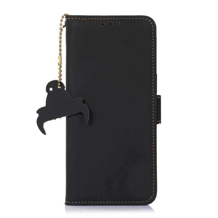 For Samsung Galaxy A24 4G Genuine Leather Magnetic RFID Leather Phone Case(Black) - Galaxy Phone Cases by buy2fix | Online Shopping UK | buy2fix